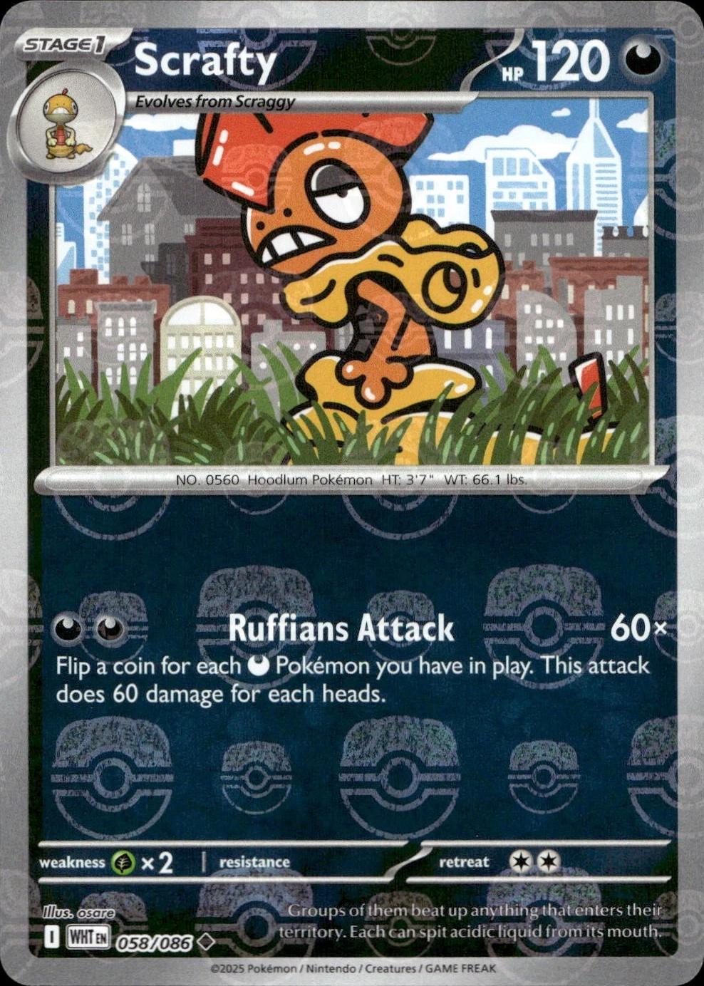 White Flare Scrafty [Master-Ball] Pokémon card